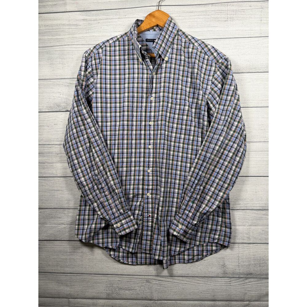 Tommy Hilfiger Men's L 16 34-35 Multicolor Plaid Button Down Shirt 4419